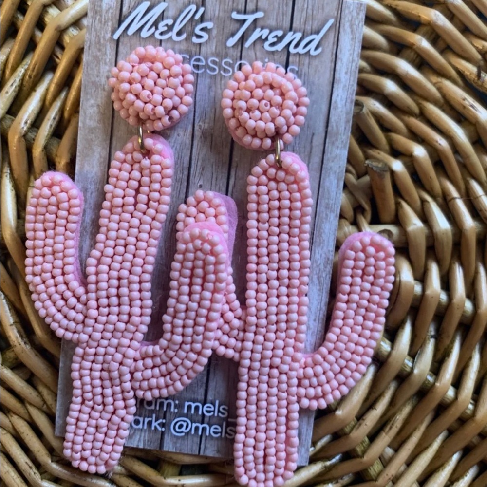 Pink cactus earrings